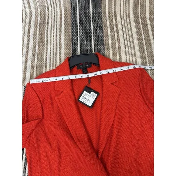 NEW St. John Red Wool Knit Jacket Blazer One Button Womens 10 MSRP $1695